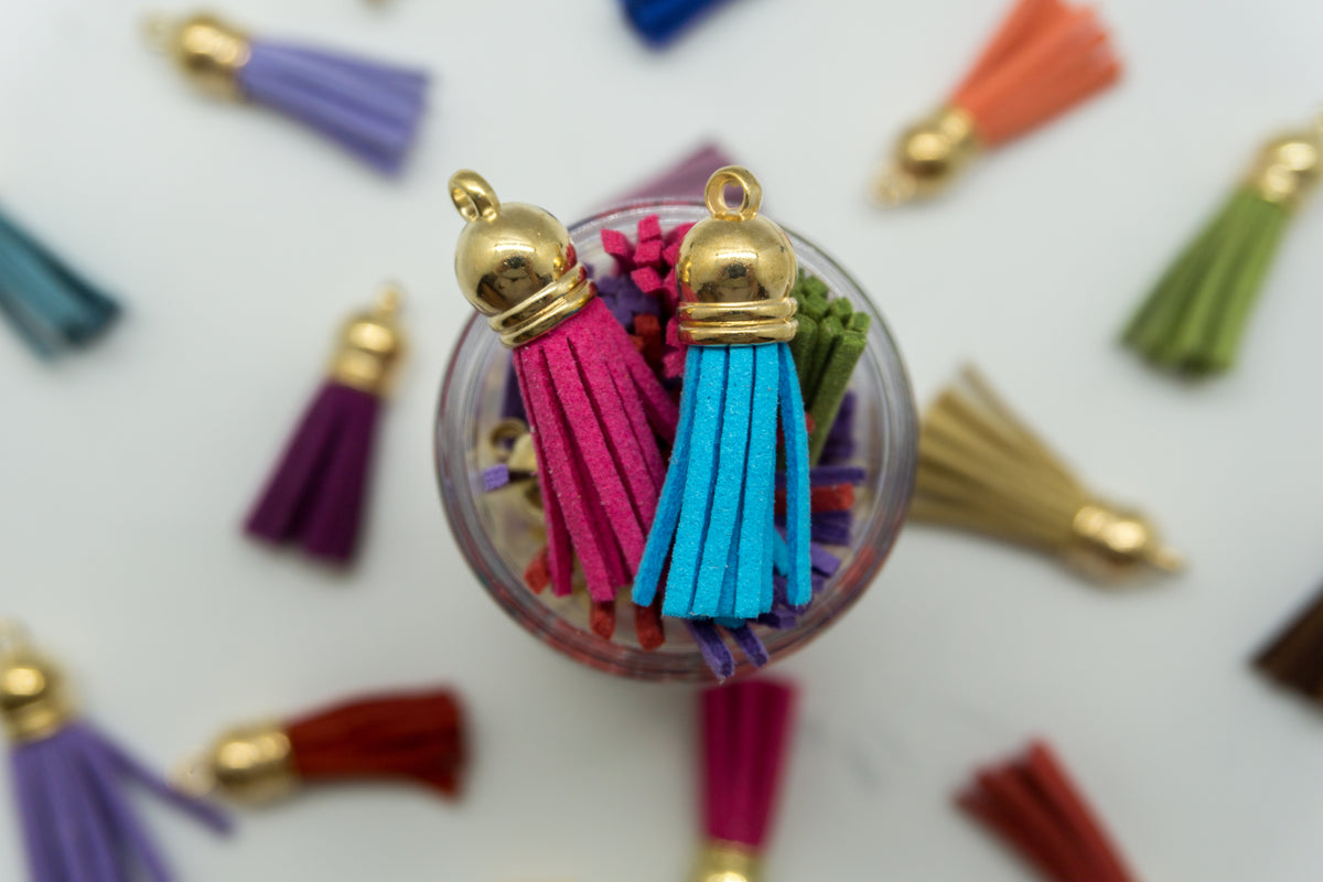 Keychain Tassels Bulk Colored Leather Tassel Pendants for DIY Keychain –  ClanSupplies