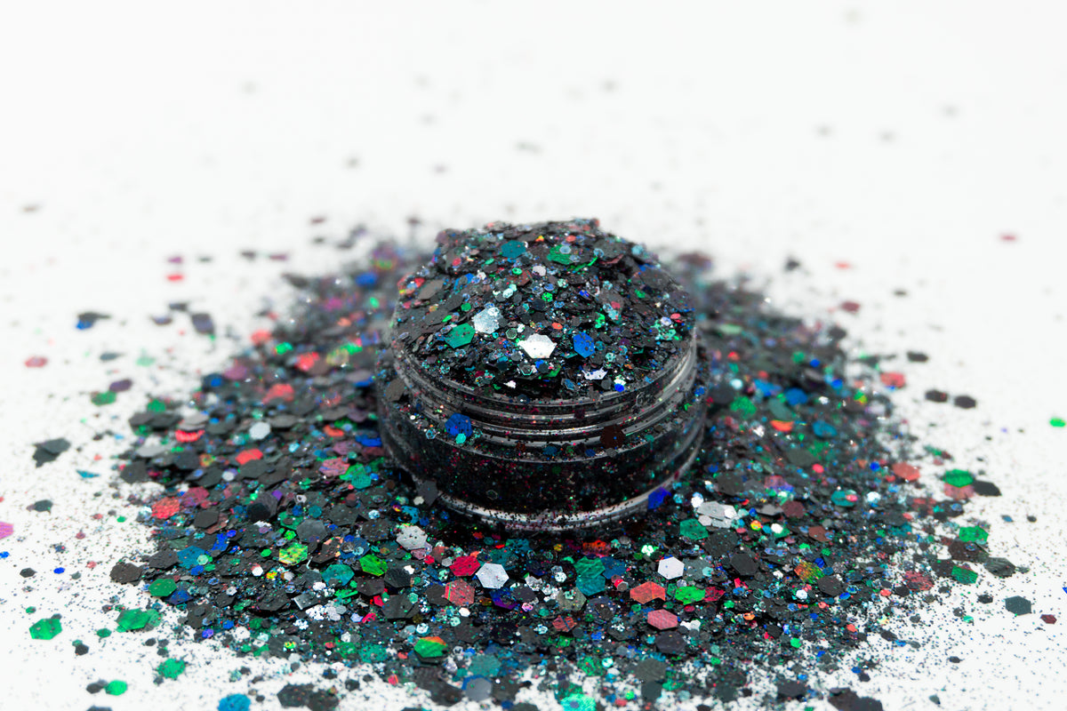 Holographic Chunky Glitter, 100g Black Cosmetic Craft Glitter for