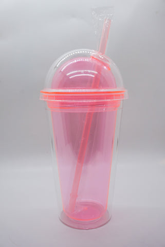 Dome Top Acrylic Water Bottle With Straw