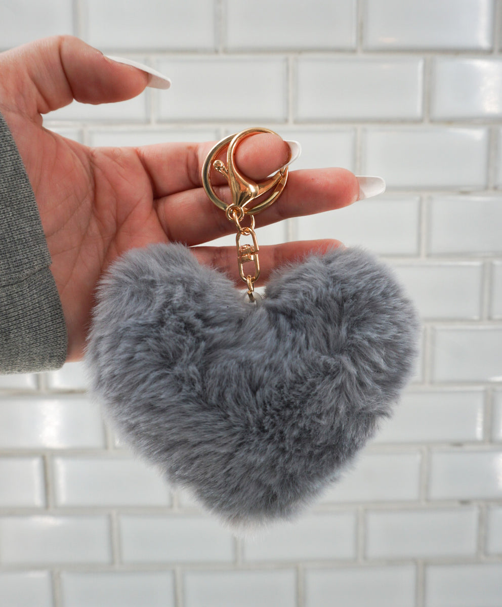 Jumbo Heart Pom Pom Keychain