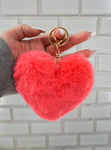 Jumbo Heart Pom Pom Keychain