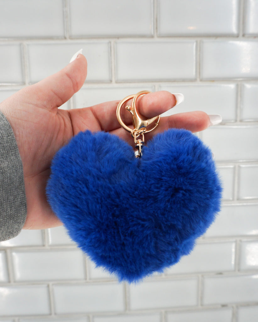Blue Pom Pom Keychain with Heart – josydesigns