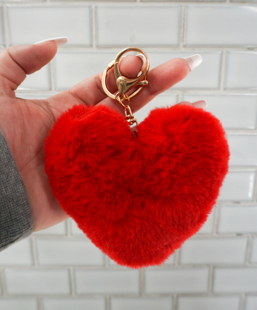 Heart Pom Keychain